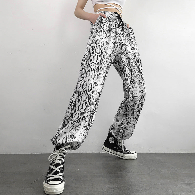 GOTH PATCHWORK HIGH WAIST BLACK & WHITE CARGO PANTS