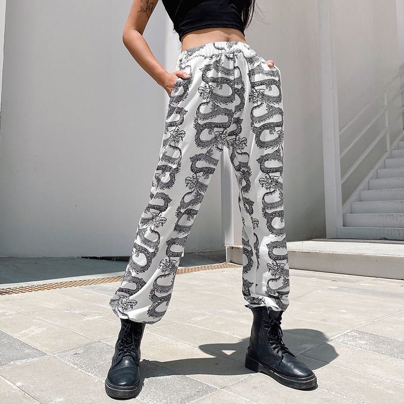 GOTH PATCHWORK HIGH WAIST BLACK & WHITE CARGO PANTS