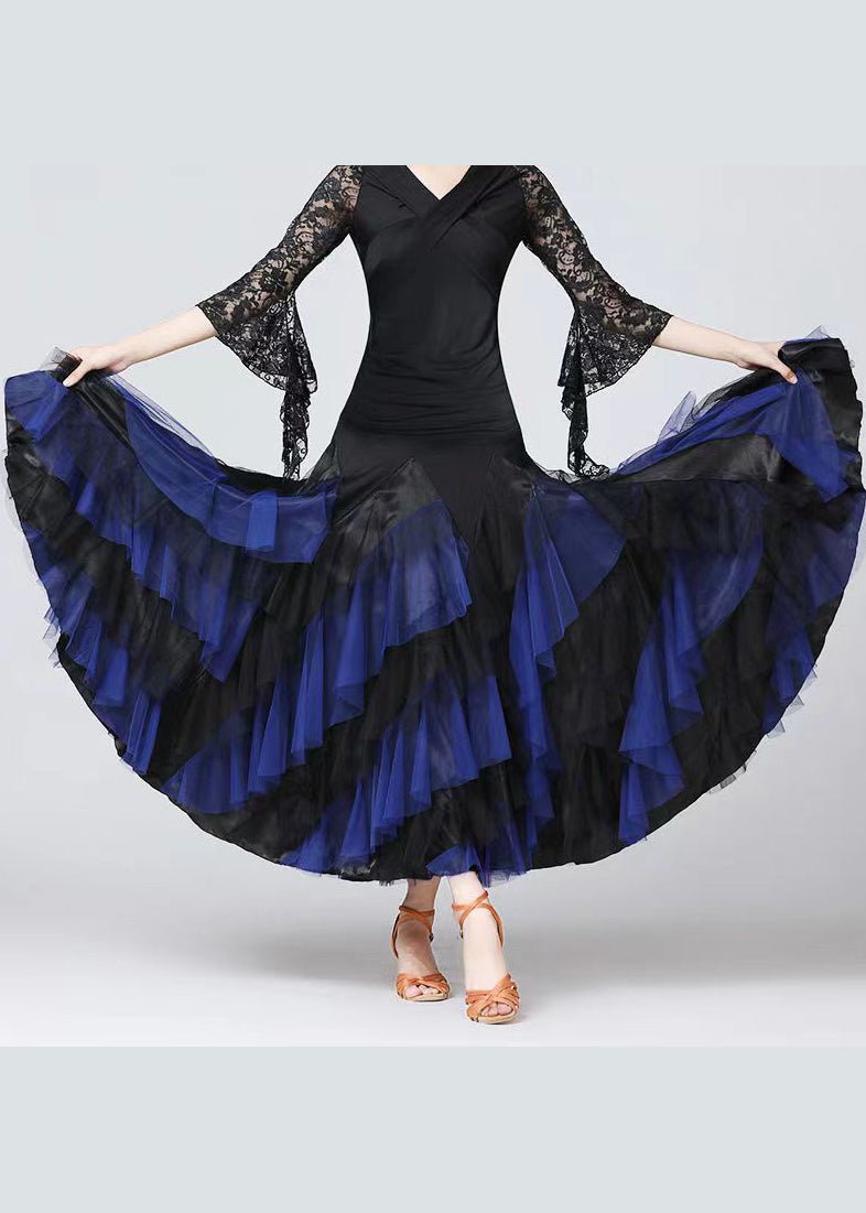 Chic Purple Wrinkled Patchwork Elastic Waist Tulle Skirts Spring
