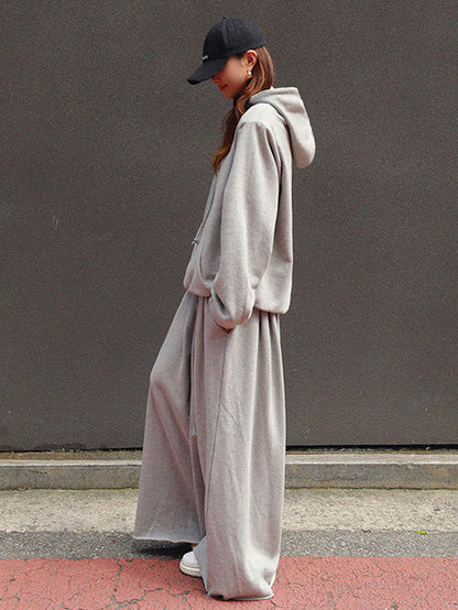 Urban Loose Gray Elastic Waist Wide Leg Pants