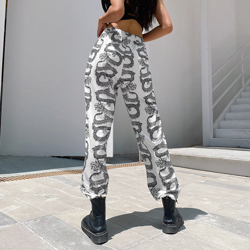 GOTH PATCHWORK HIGH WAIST BLACK & WHITE CARGO PANTS