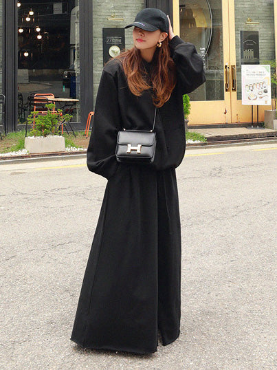 Urban Loose Gray Elastic Waist Wide Leg Pants