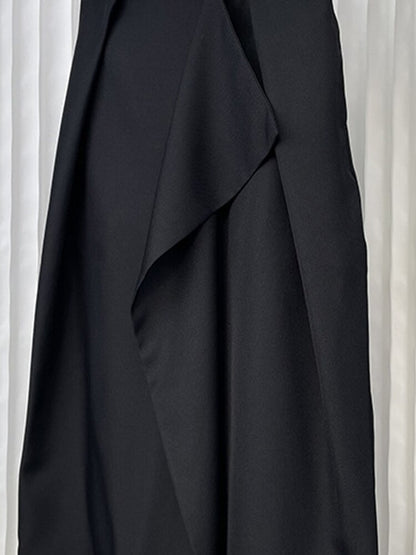 Urban Black Irregular Pleated Patchwork Skirt