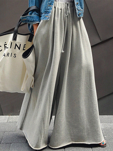Urban Loose Gray Elastic Waist Wide Leg Pants