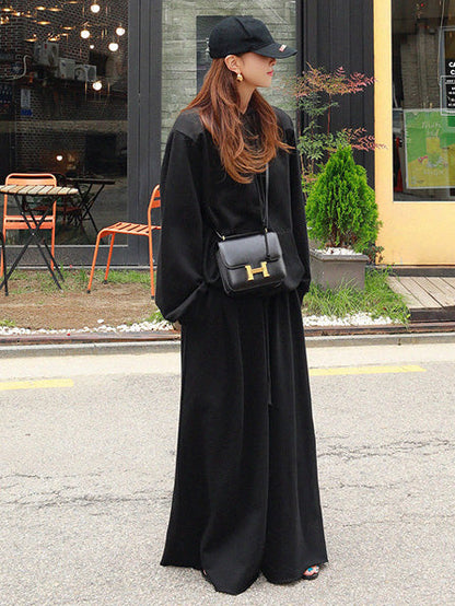 Urban Loose Gray Elastic Waist Wide Leg Pants