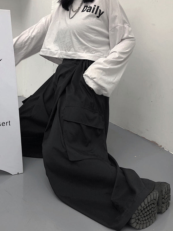 Large Pocket Super Loose Casual Wide-Leg Pants