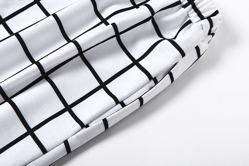 GOTH PATCHWORK HIGH WAIST BLACK & WHITE CARGO PANTS