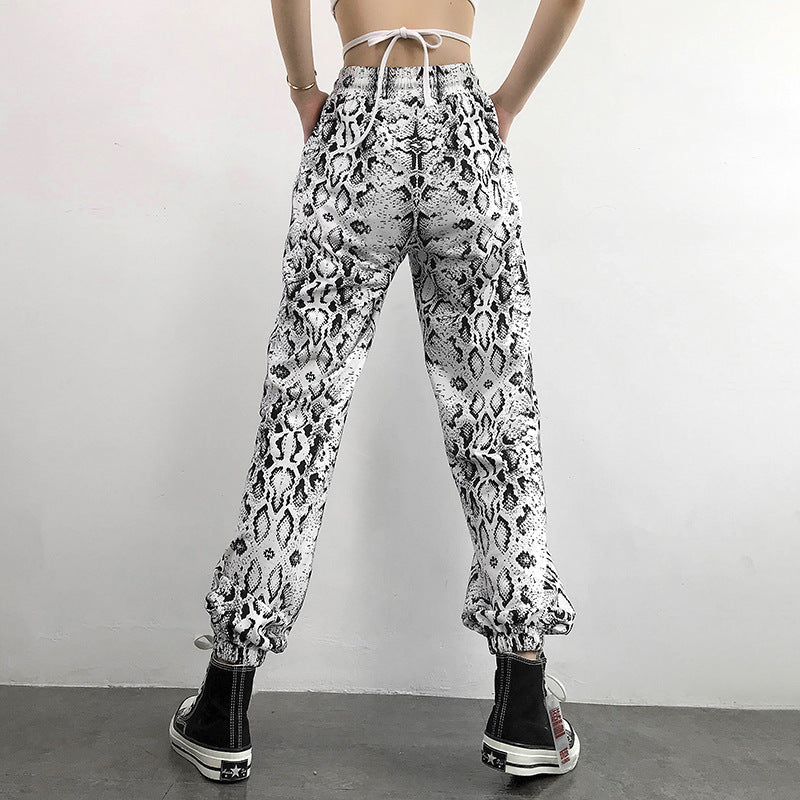GOTH PATCHWORK HIGH WAIST BLACK & WHITE CARGO PANTS