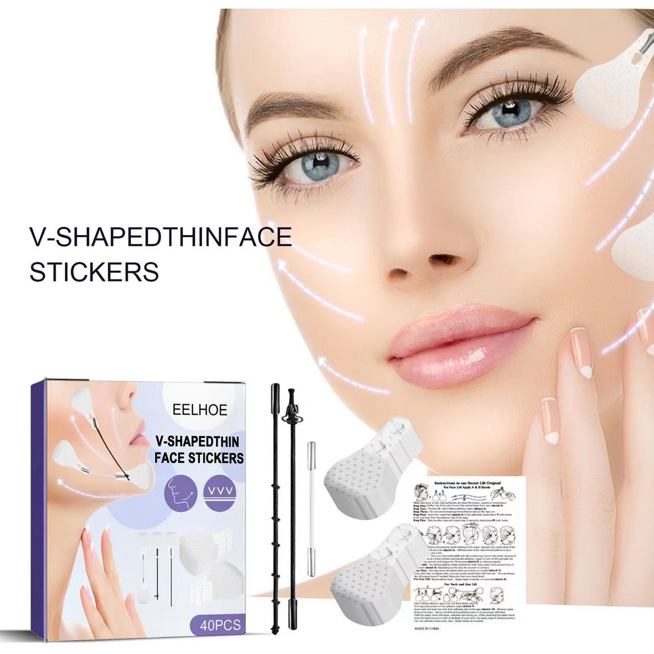 🔥(HOT SALE) Waterproof Invisible Face Lift Stickers Complete Kit