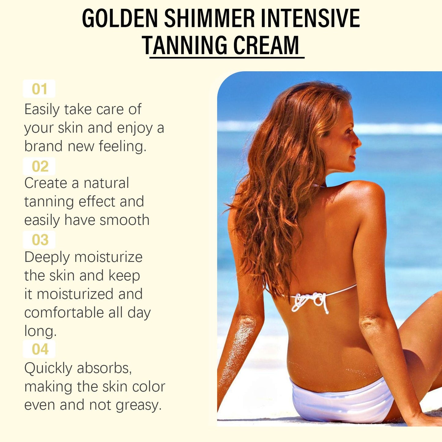 🔥2025 Summer Hot Sale- Gold Shimmer Intensive Tanning Gel | Browning & Bronzing Tan Accelerator | For Moisture & Hydration | 4 Oz