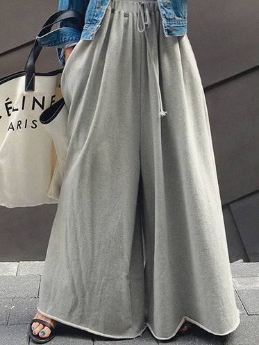 Urban Loose Gray Elastic Waist Wide Leg Pants