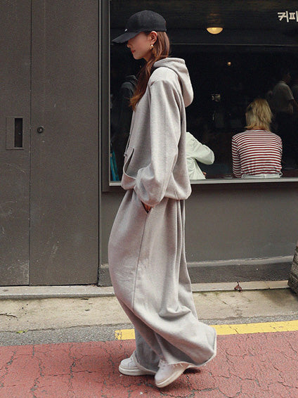 Urban Loose Gray Elastic Waist Wide Leg Pants