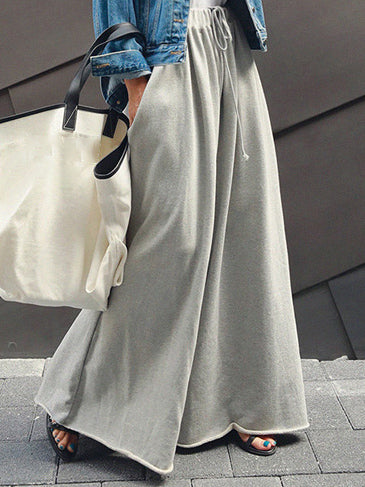 Urban Loose Gray Elastic Waist Wide Leg Pants