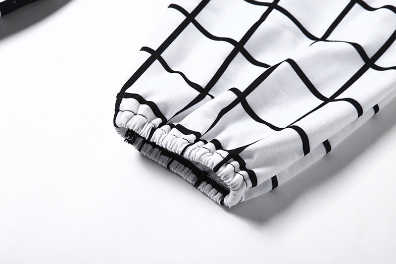 GOTH PATCHWORK HIGH WAIST BLACK & WHITE CARGO PANTS