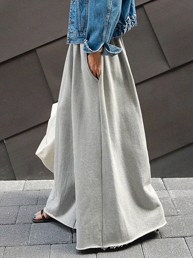 Urban Loose Gray Elastic Waist Wide Leg Pants
