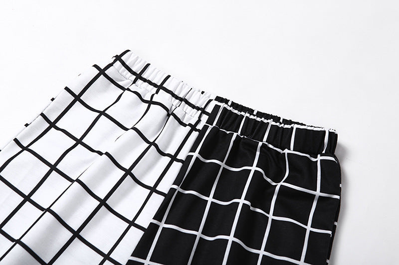 GOTH PATCHWORK HIGH WAIST BLACK & WHITE CARGO PANTS