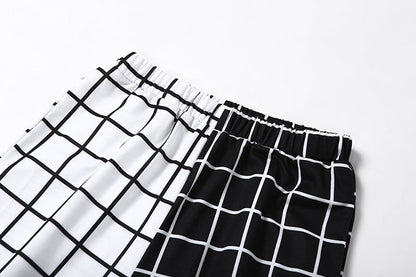 GOTH PATCHWORK HIGH WAIST BLACK & WHITE CARGO PANTS