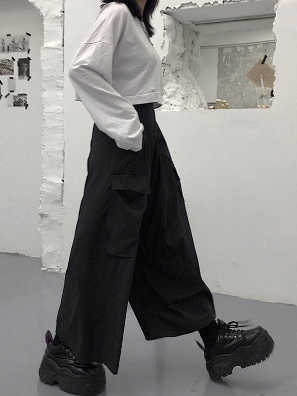 Large Pocket Super Loose Casual Wide-Leg Pants