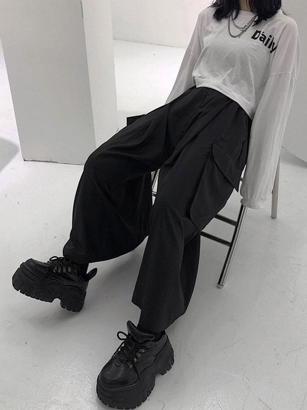 Large Pocket Super Loose Casual Wide-Leg Pants